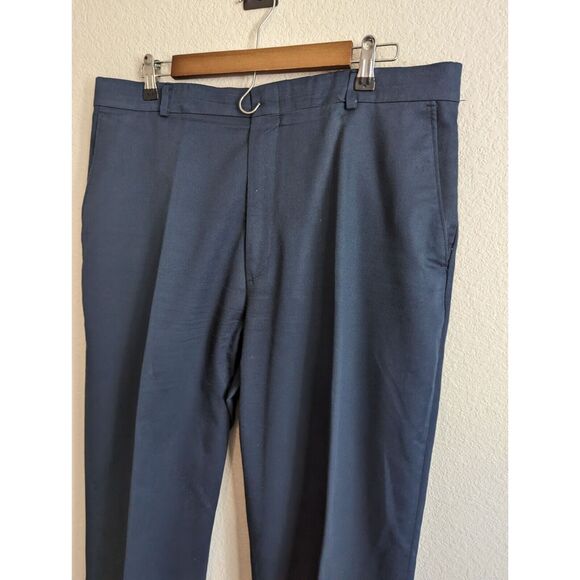 Vintage 1970s Levis Travelers Mens Sz 36x32 Flat Front Dress Pants Navy Blue - Picture 2 of 4